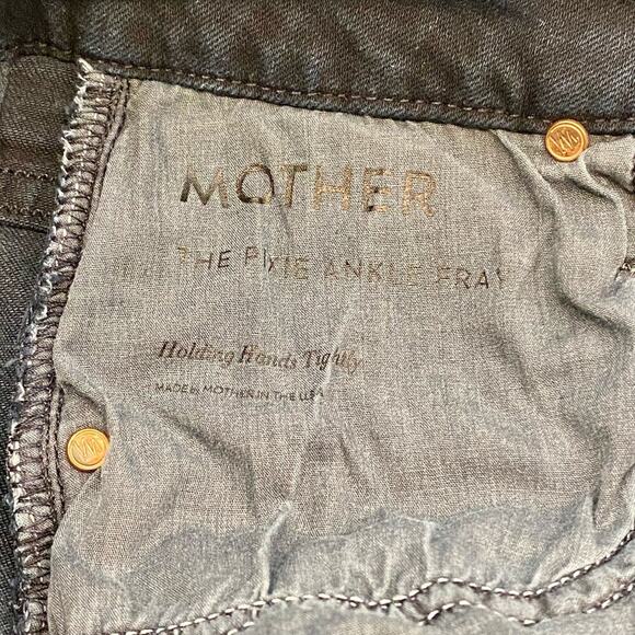 Mother Pixie Ankle Fray Holding Hands Tightly Mid-Rise Skinny Jeans Dark Blue 24 - Picture 13 of 14